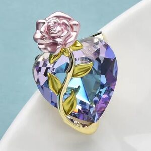 Magic Rose Pink Crystal Diamond Brooch